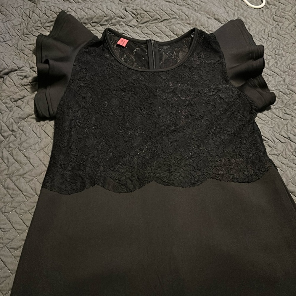 Red Dot Boutique black dress with see-through mesh top size 1X